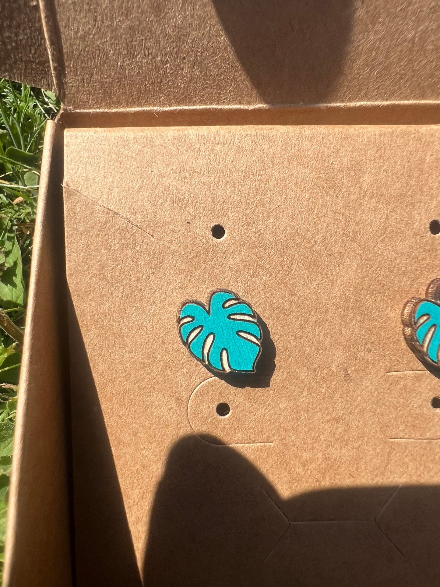 Wooden earrings MONSTERA