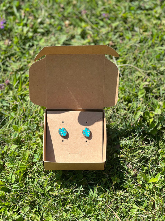 Wooden earrings MONSTERA